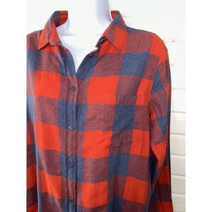J CREW Sz 10 Boy Shirt in Fiery Sunset Buffalo Check Plaid Cotton Stretch EUC